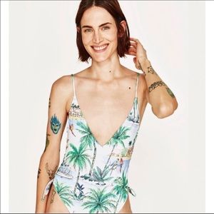 Zara tropical one-piece swimsuit